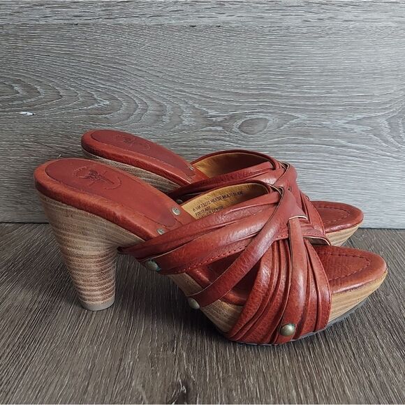 NEW Frye Reese Multi Slide Heeled Sandal Red Size 6.5 - Picture 1 of 9